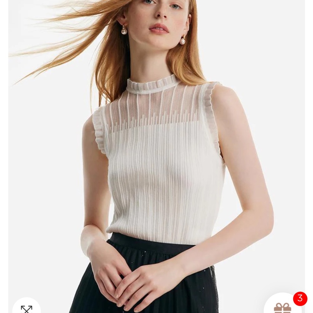 Goelia tencel and woolen lace top